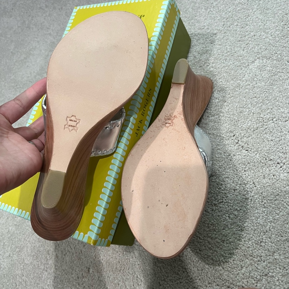 Jack Rogers low rise wedge silver